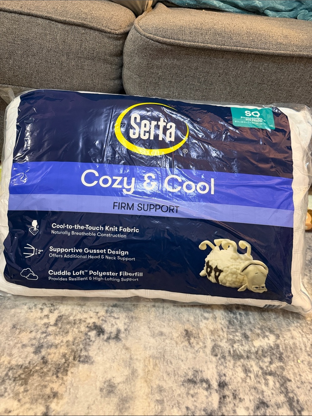 Serta Cozy & Cool Firm Support Pillow - Navy/White
